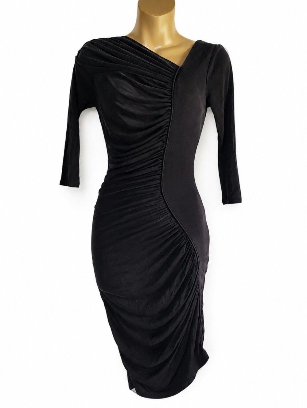 Catherine Malandrino 100% Silk Black Asymmetrical Dress S